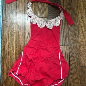 Red aurora sleeping beauty  12-18months with pretty embellishments romper